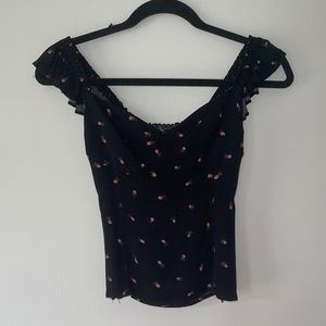 Reformation bustier top in rose print